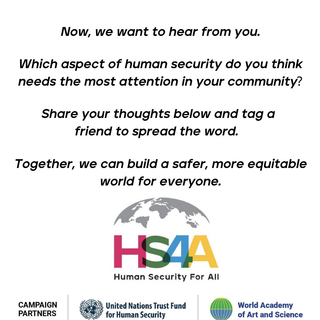Your Security: More than Safety 🔐 #HumanSecurityForAll #HS4A #BuildABetterWorld #GlobalChange #UN #SecureFuture #GlobalAction #SDG #ChangeMakers #WAAS