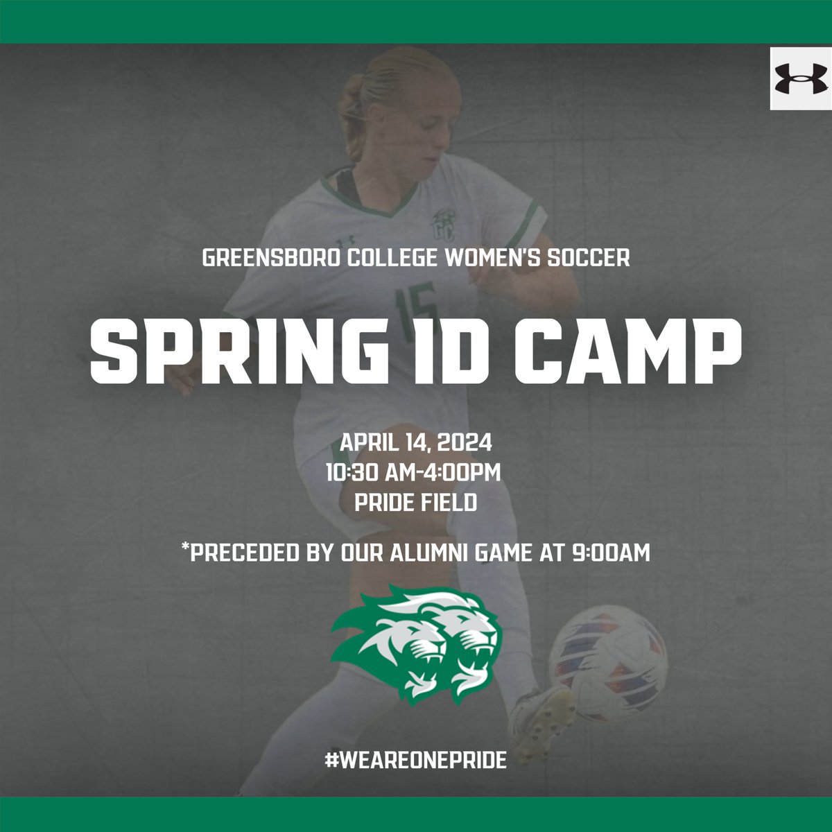 Register today for our spring ID clinic on April 14th! The clinic will be preceded by our alumni game with bragging rights on the line! Use the code 'earlybird' prior to Mar. 14th for $25 off. Register via: …llegewomenssoccercamps.totalcamps.com @GC_Pride #weareonepride