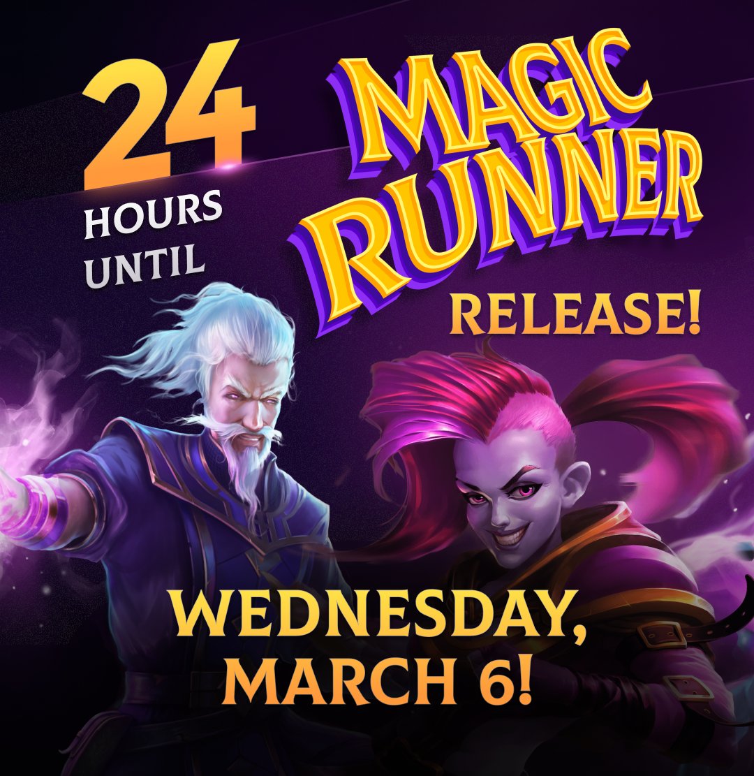 Our new game Magic Runner is almost here! 🥳

Just 1 day remains until the release! 

⏰ WED, MARCH 6!