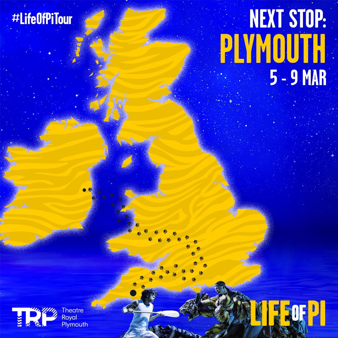 Plymouth, we have arrived! 🦧 Experience the magic of #LifeofPiTour for one week only at @TRPlymouth - don’t miss the Olivier and Tony award-winning theatrical phenomenon 🐯✨ lifeofpionstage.com