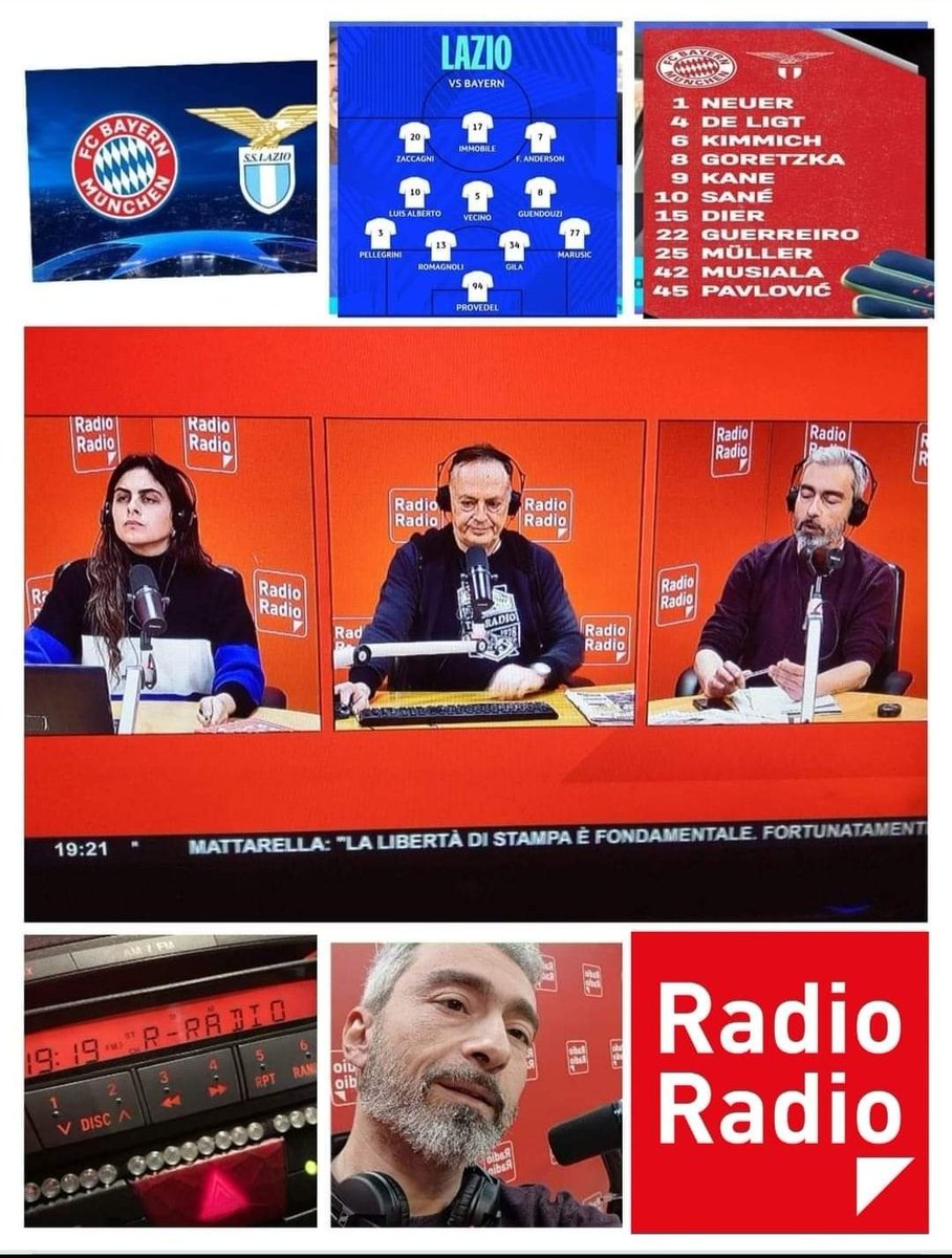 RenzoGiannanto1's tweet photo. #ChampionsLeague2324, rit. 8vi:
Alle 21 #BayernLazio si sente meglio su @RadioRadioWeb (FM 104.500 - DAB - DTT ch.96 - App - https://t.co/Xxy4L9duLk) #radiocronaca con @stemolinaradio & #MSantoro e al #fischiofinale #Live su @Solo_La_Lazio con @giuliocardone69 @sandro_diloreto https://t.co/5tv8pVbXS5