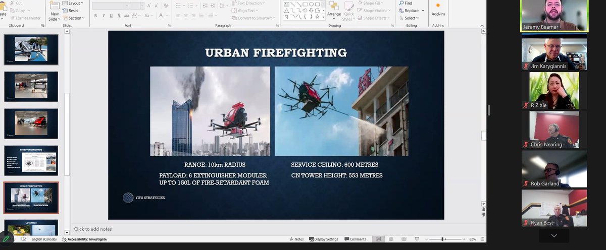 jimkarygiannis's tweet photo. Making a presentation to Markham Fire Chief Chris Nearing and his crew about Aero Future Fire Fighting Drones which we will be bringing to Cnd from Ehang in China #ehang #aerofuture https://t.co/e3eVQVXPoT