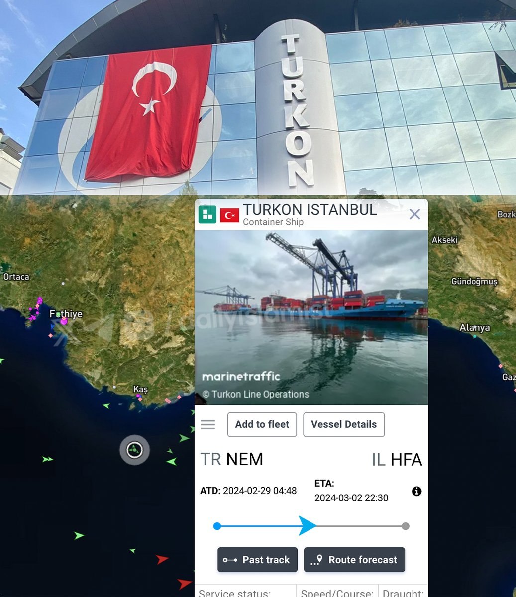 MahboobehRashid's tweet photo. ¡Las traiciones de #Erdoğan una tras otra!‼️
1 de marzo de 2024; Un carguero propiedad de #TURKON Holding, que partió de Izmir, Turquía, transporta la mercancía al puerto de Haifa, #Israel.🤬 https://t.co/CHBdHkqT31