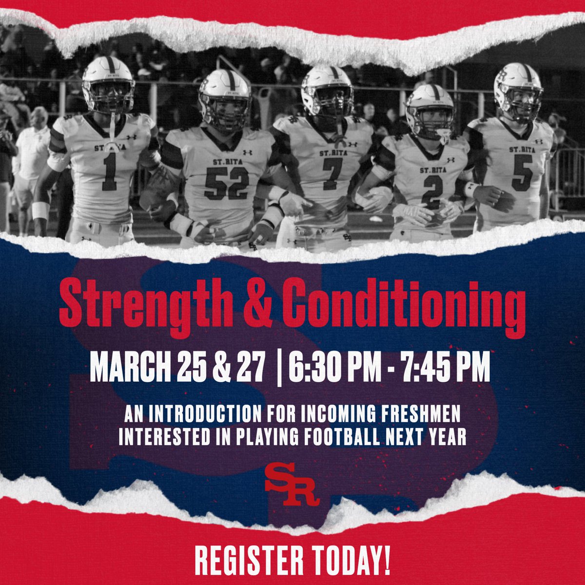 Class of 2028, if you're interested in playing Football next fall, sign up for our Strength and Conditioning Nights on March 25th and 27th from 6:30 PM until 7:45 PM in our Mrozek Family Fitness Center. Click here to register: forms.gle/TRupmaen32LJ6c… #GoMustangs