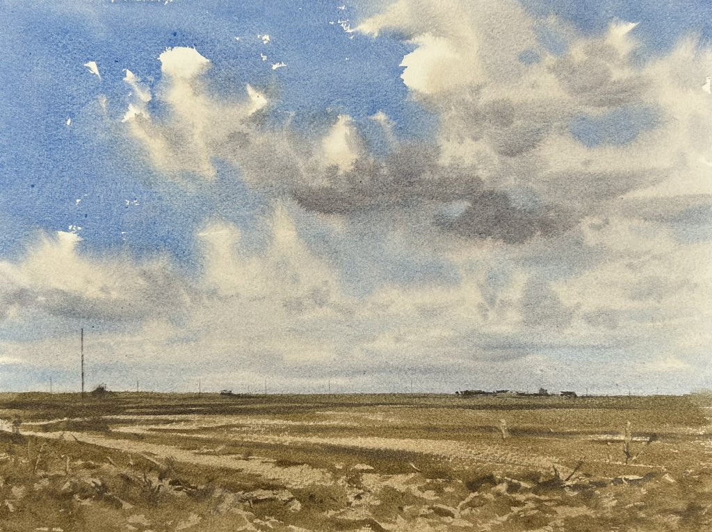 Distant farm Painted on Saunders Waterford 140lb Cold Press Paper #watercolor #stcmill @StCuthbertsMill