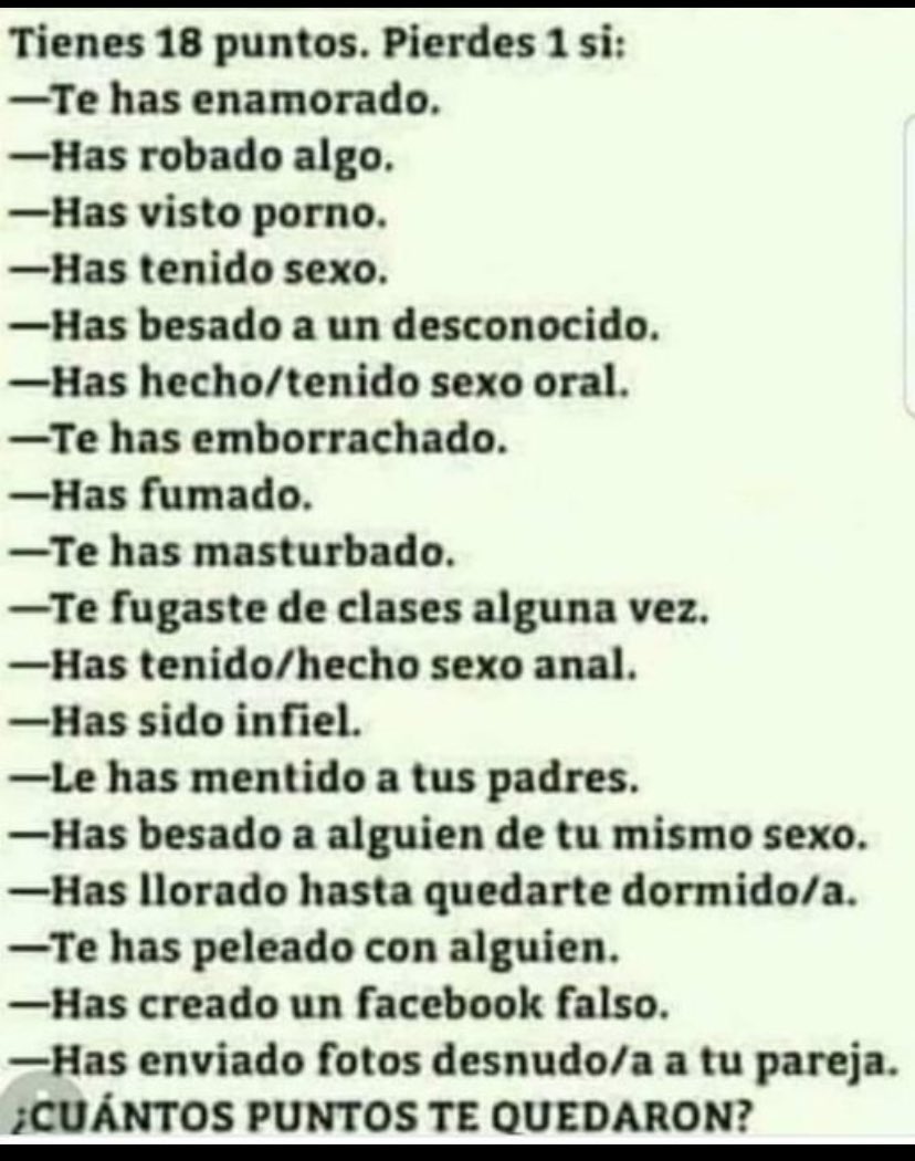 Me quedó 1 punto 😳🤦🏻‍♀️….
A los que me sigan y contesten con un emoji les cuento por privado cuál el es punto que quedó 😉🥰