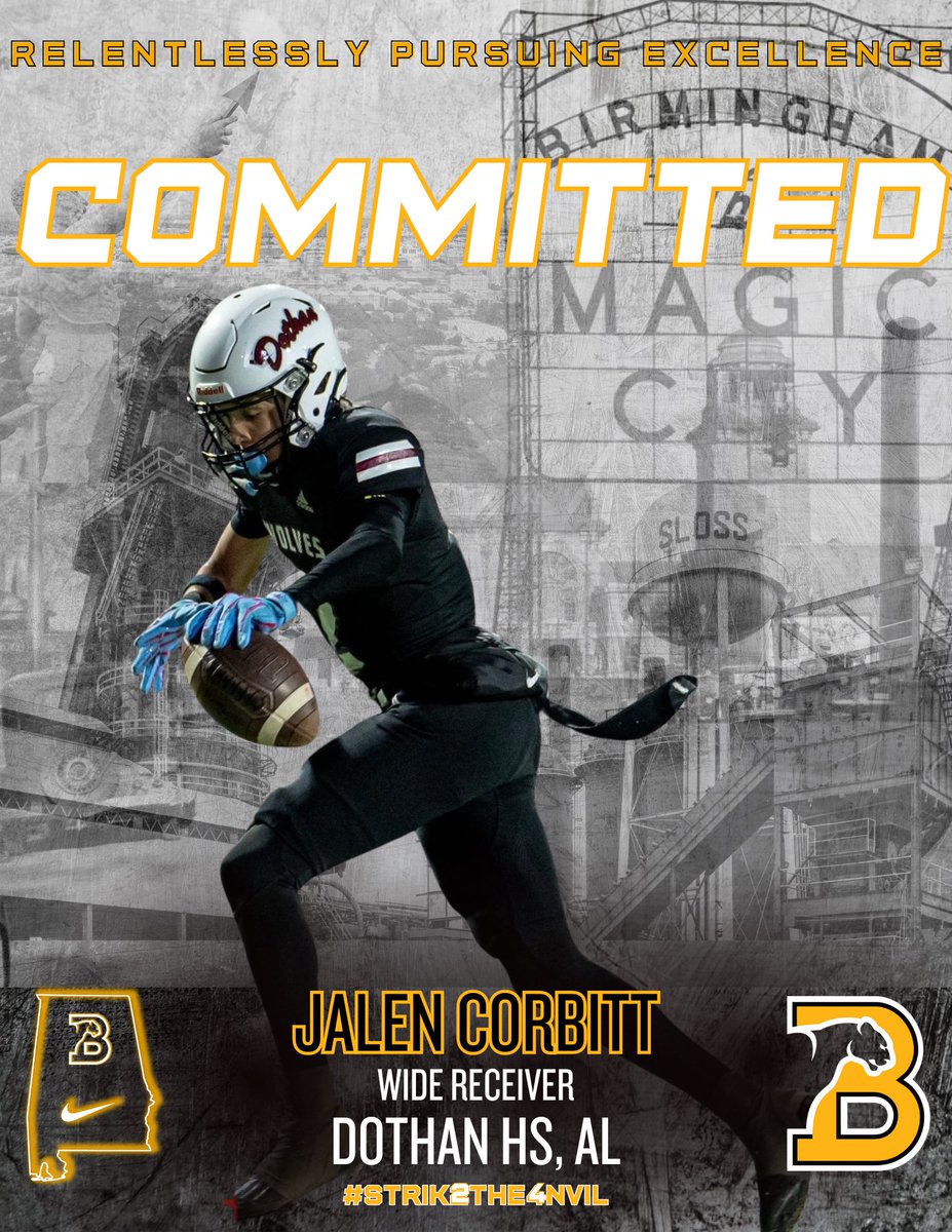 BSC Football (@bscfootball) on Twitter photo We are excited for this in-state addition to the receiving corps; welcome <a href="/JalenCorbitt/">JalenJCorbitt</a>
#Strik2the4nvil | #Excellence We are excited for this in-state addition to the receiving corps; welcome <a href="/JalenCorbitt/">JalenJCorbitt</a>
#Strik2the4nvil | #Excellence