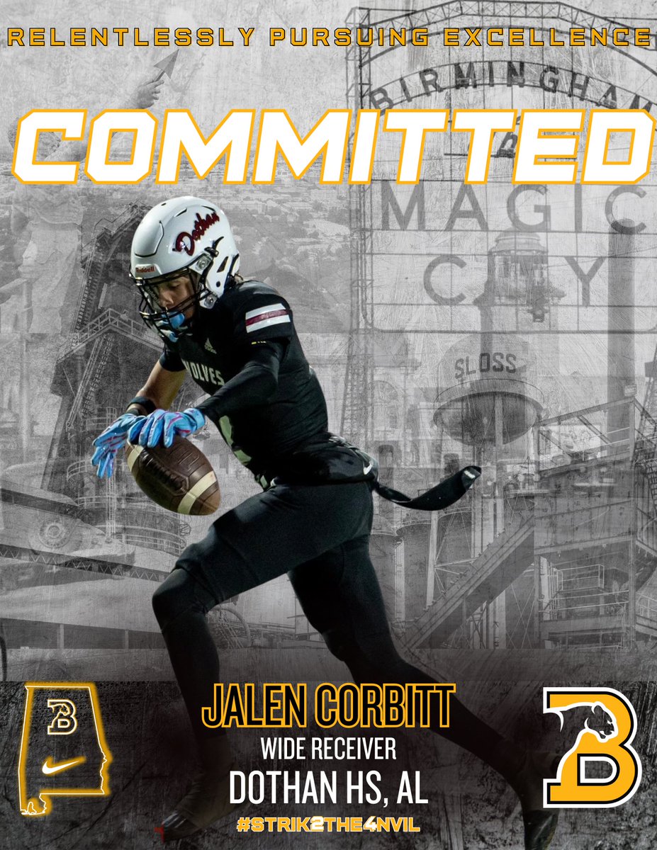 We are excited for this in-state addition to the receiving corps; welcome @JalenCorbitt #Strik2the4nvil | #Excellence