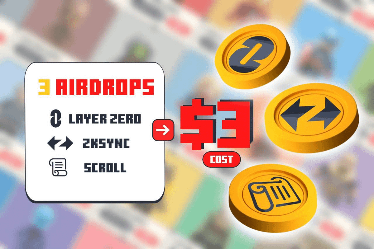 BricksMintNFT's tweet photo. 3 Confirmed airdrops out of 15 transactions.

Key to being eligible with $ZKS, $ZRO, and $SCROLL.

Spend $3 now = Get $10,000 from 3 drops.

Detailed instructions for this case⬇️ https://t.co/yJFdKyHdmO