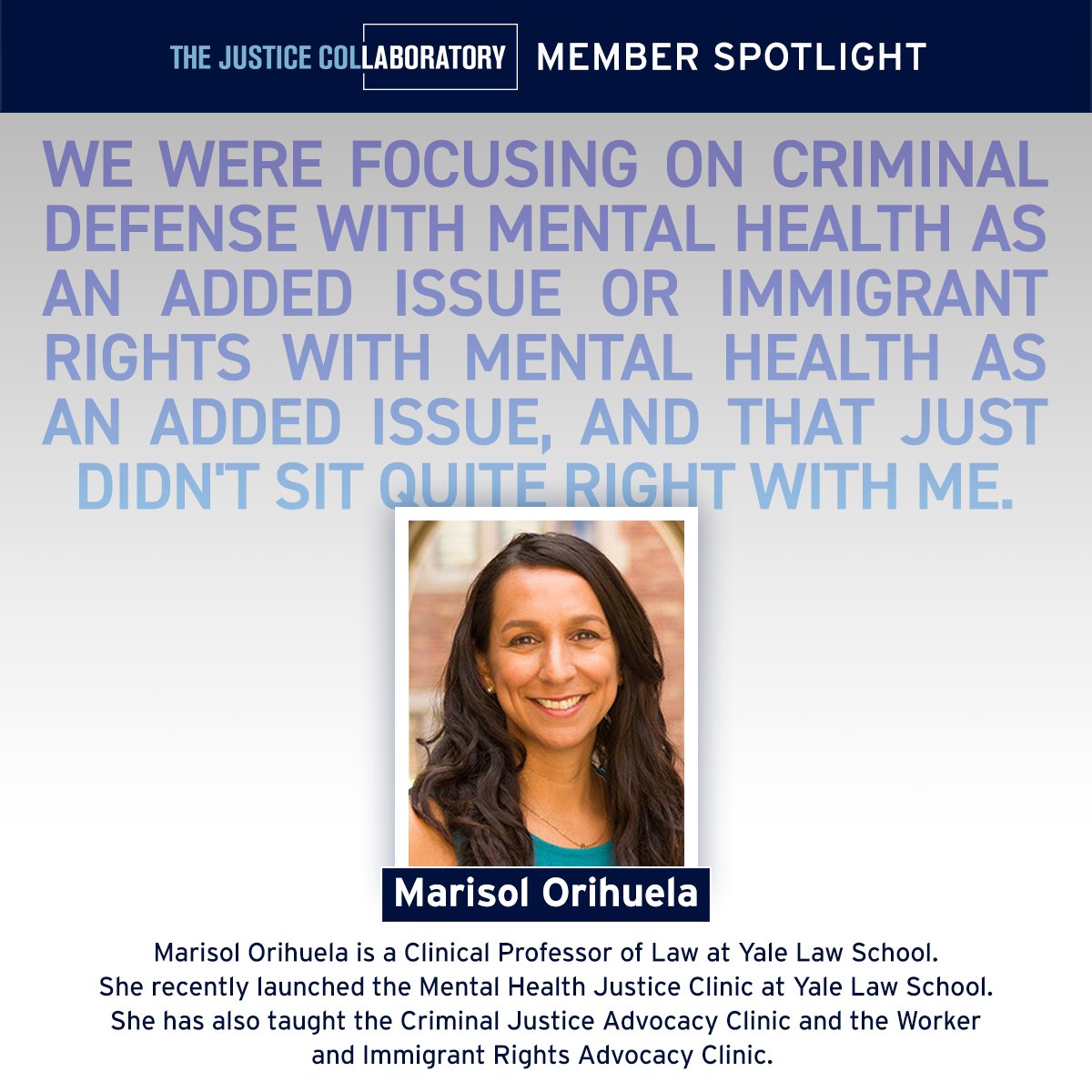 In our latest Member Spotlight, we talk to Professor Marisol Orihuela about the Mental Health Justice Clinic at Yale Law School. @MsolOG @YaleLawSch bit.ly/431tRxb