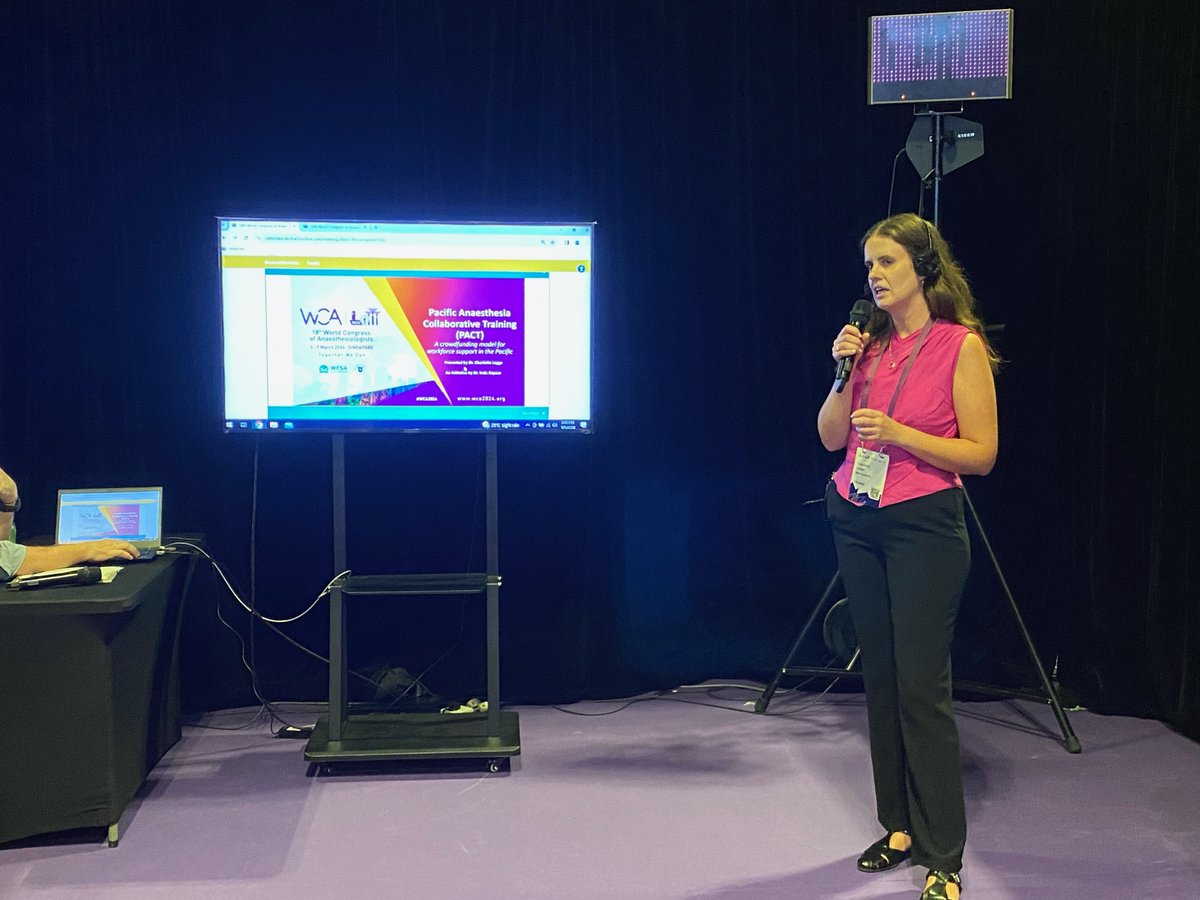 Mahi tika ana, great work, well done Dr Charlotte Legge, sharing the Pacific Anaesthesia Training (PACT) Programme and the work of the Global Health Committee with the world at #WCA24. #WCASingapore
