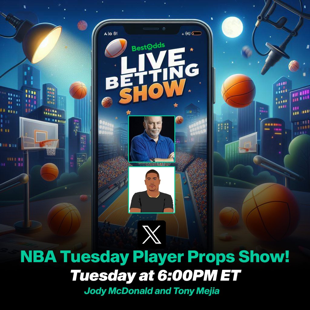🚨 PROGRAMMING ALERT 🚨

Before you lock in your NBA bets tonight, be sure to tune into the NBA Tuesday Player Props Show with <a href="/jodymacman/">Jody McDonald</a> and <a href="/MejiaDinero/">Tony Mejia</a>! 

Jody and Tony will break down their best bets from the Tuesday slate, the fun starts at 6PM ET!

#GamblingX #NBAProps