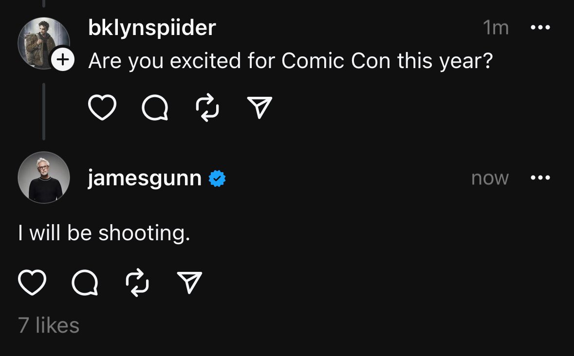 James Gunn will be skipping SDCC 2024

“I will be shooting”