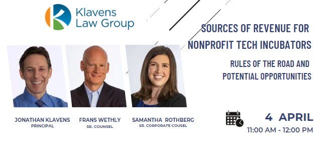 Interested in ways your #nonprofit  or #accelerator can increase #revenues? Explore additional sources of revenue that incubators can seek consistent with their nonprofit status. Join us April 4th for a #webinar with @KlavensLawGroup Register at eventbrite.com/e/sources-of-r…