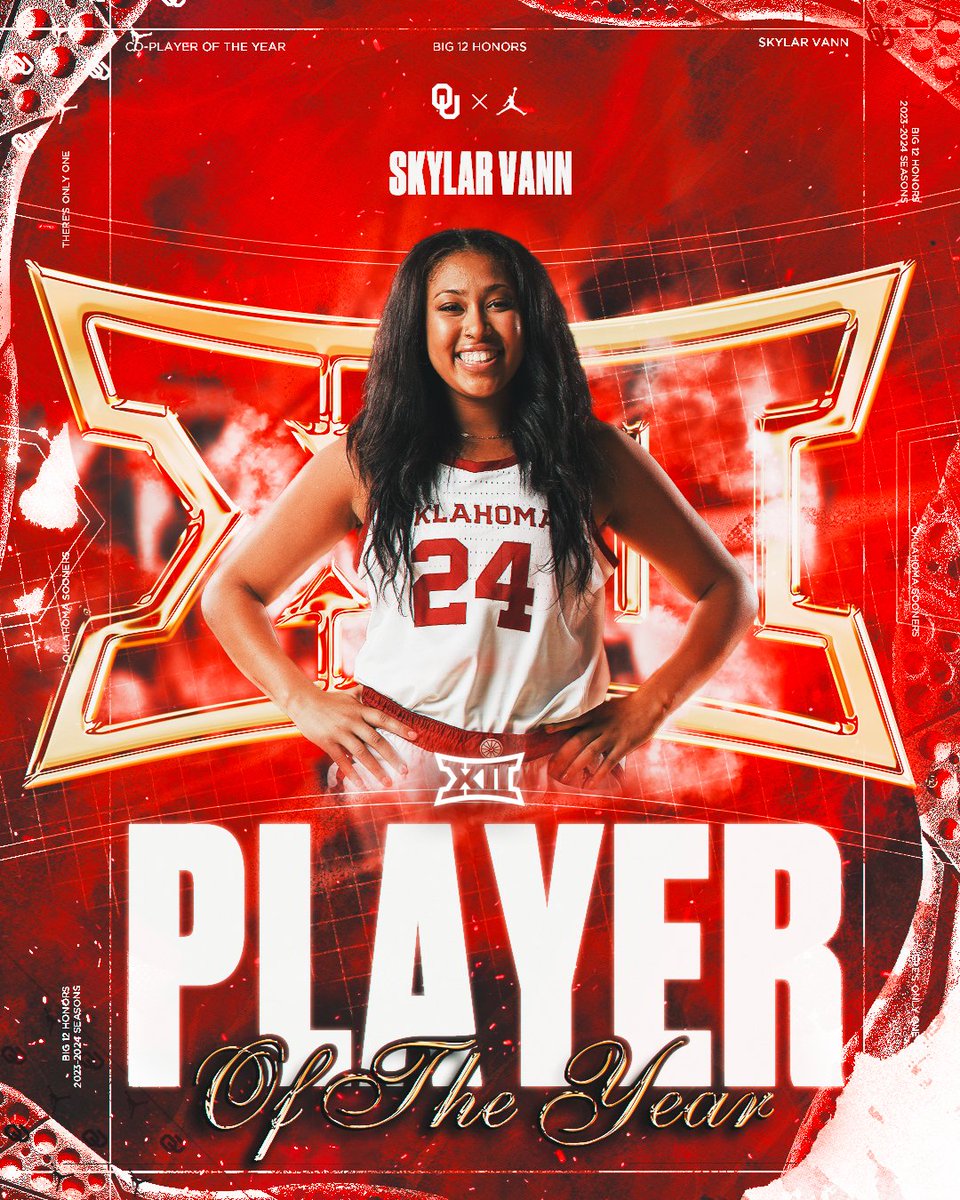 𝗧𝗵𝗲 𝗕𝗶𝗴 𝟭𝟮'𝘀 𝗕𝗲𝘀𝘁 🏆 Skylar Vann is the Big 12 Co-Player of the Year! #BoomerSooner ☝️