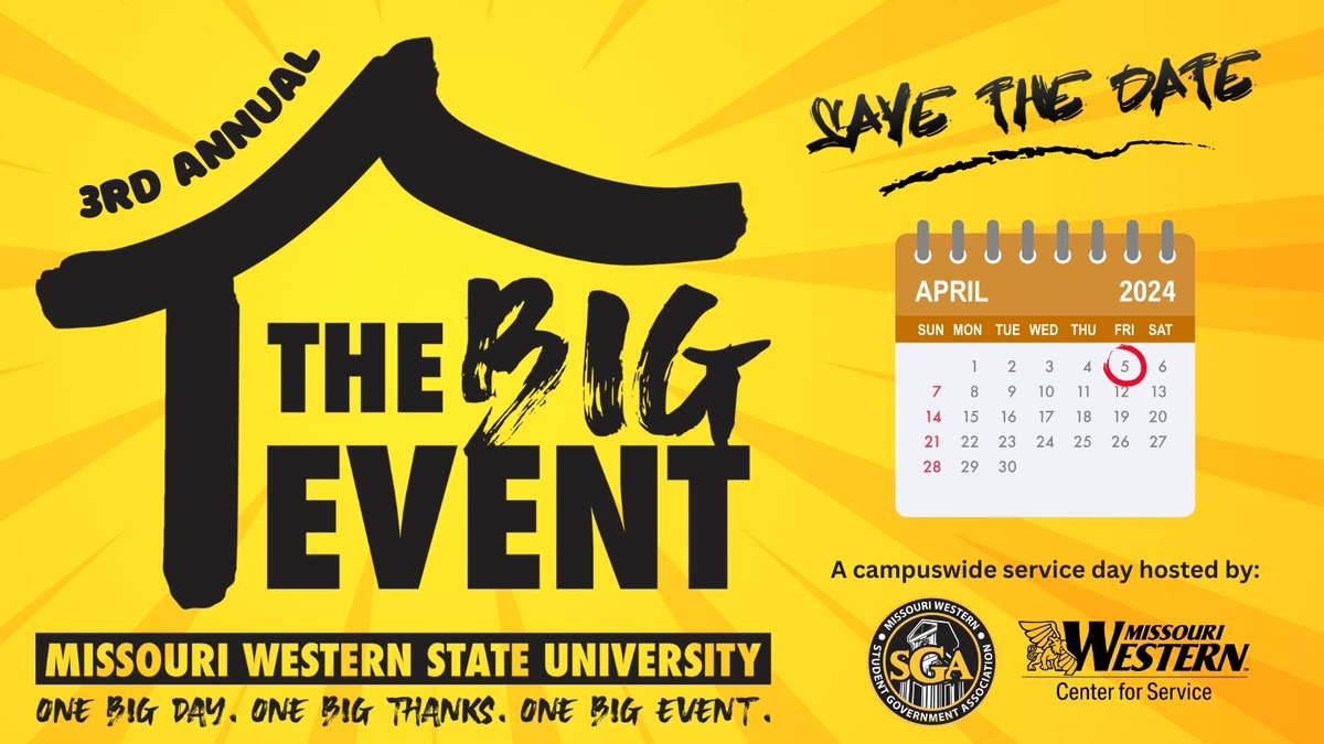 Mark your calendars for our 3rd annual "The Big Event", coming Friday, April 5th! Join thousands of college campuses across the nation to say "thanks" to our community.  Details and sign-up's coming soon!