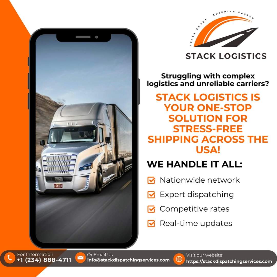 Stackdispatch's tweet image. Ready to ditch the #dispatching drama?
Contact Stack Logistics today for a free quote!
For more information visit our website stackdispatchingservices.com or email us at info@stackdispatchingservices.com
#stacklogistic #stackdispatchingservices #logistics #supplychain #businessgrowth