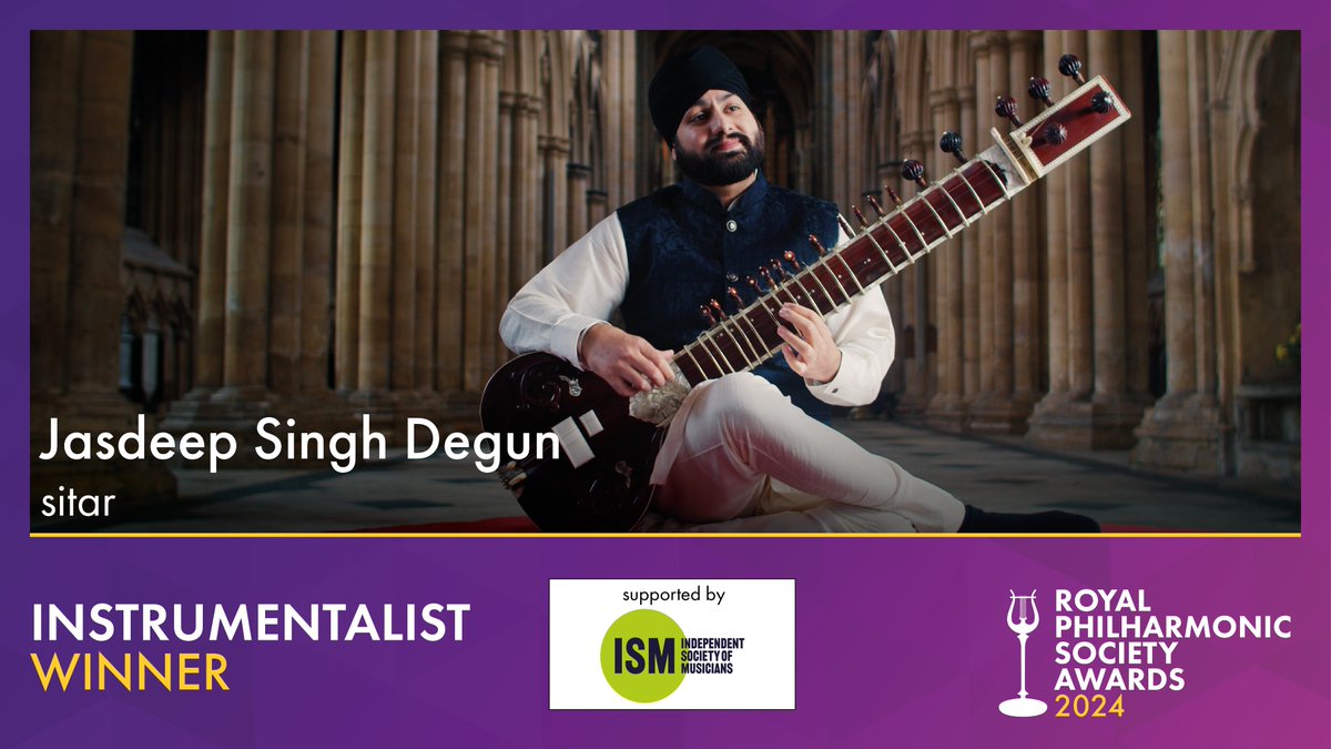 The RPS Instrumentalist Award goes to Jasdeep Singh Degun @jasdeepdegun. 'Rainbows of sound burst from his instrument in the dazzling collaborations of his debut album and glorious re-telling of Orpheus with @Opera_North. He excels on so many remarkable levels.' #RPSAwards