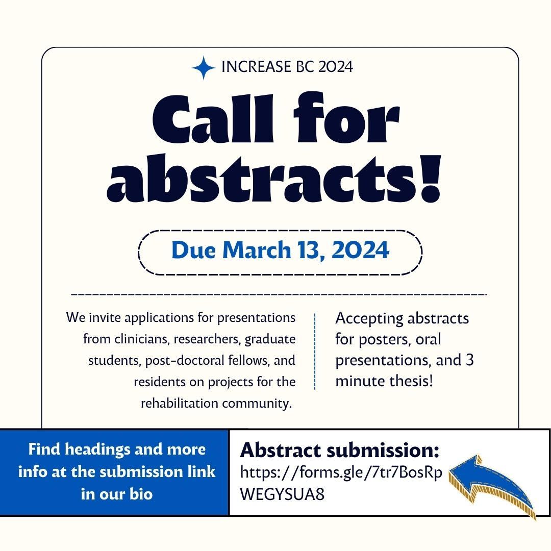 Abstract deadline is fast approaching for the INCREASE BC Conference! Abstract submissions close March 13, 2024 at 23:59 PST. docs.google.com/forms/d/e/1FAI…