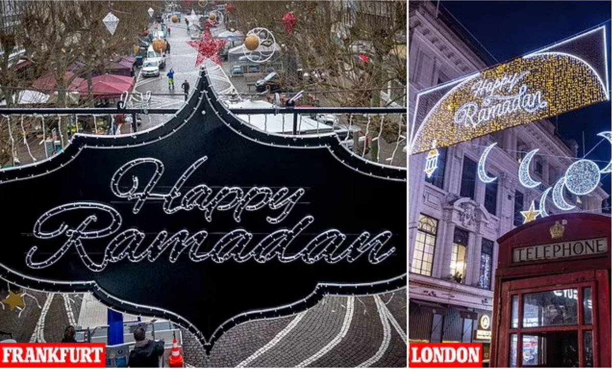 Η Φρανκφούρτη είναι η πρώτη Γερμανική πόλη που στολίζεται με φώτα για τη γιορτή του Ραμαζανιού, στο δρόμο που χάραξε το Λονδίνο. Η ενσωμάτωση (της Ευρώπης στο Ισλάμ) προχωράει μια χαρά! dailymail.co.uk/news/article-1…