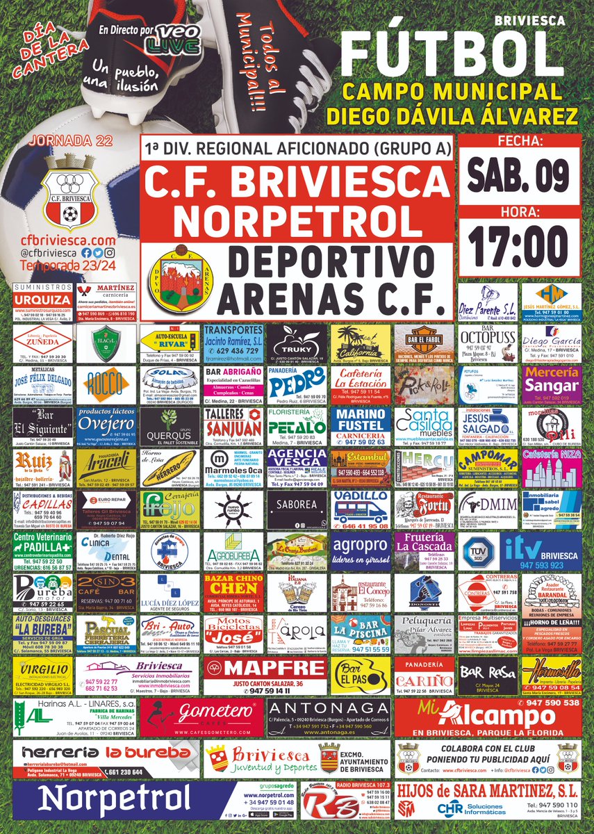 🅿🆁🅾🆇🅸🅼🅾 🅿🅰🆁🆃🅸🅳🅾

🏆J.2⃣2⃣ #1ªDivisionRegional
🏟️C.M. Diego Dávila Álvarez
⚽️#cfbriviesca🆚<a href="/DvoArenasCF/">Dvo. Arenas C.F.</a> 
📆Sábado 9⃣👉1⃣7⃣⌚️
📲En Directo x App Veo Live

❤️🤍CLUB Y AFICIÓN❤️🤍
#SiempreJuntos #UnaGranFamília
#SentimientoRojillo🫶#AupaBrivi
🔴🔴VAMOS ROJILLOS🔴🔴