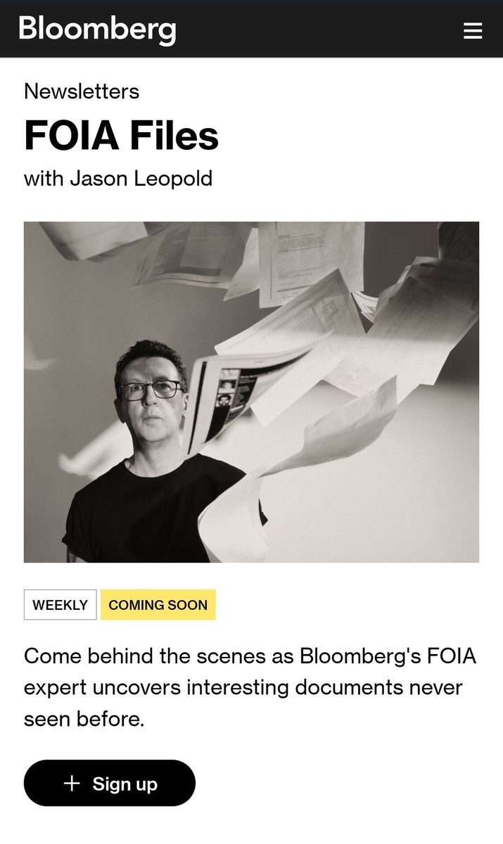 NEW: Just in time for #SunshineWeek! I'm launching a weekly #FOIA newsletter for @business called FOIA Files where I will challenge govt secrecy & unshroud the documents recalcitrant agencies preferred never saw the light of day.  Sign up here: bloomberg.com/account/newsle…