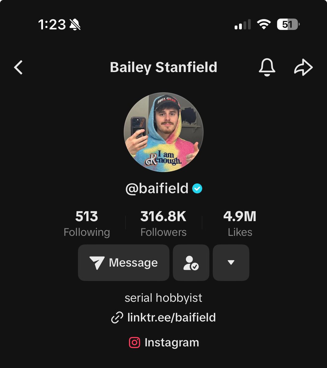 Just got the blue check for MrBeast’s former editor (and winner of the recent “Survive 100 Days Trapped, Win $500,000” video)

Congrats Bailey! 🎉