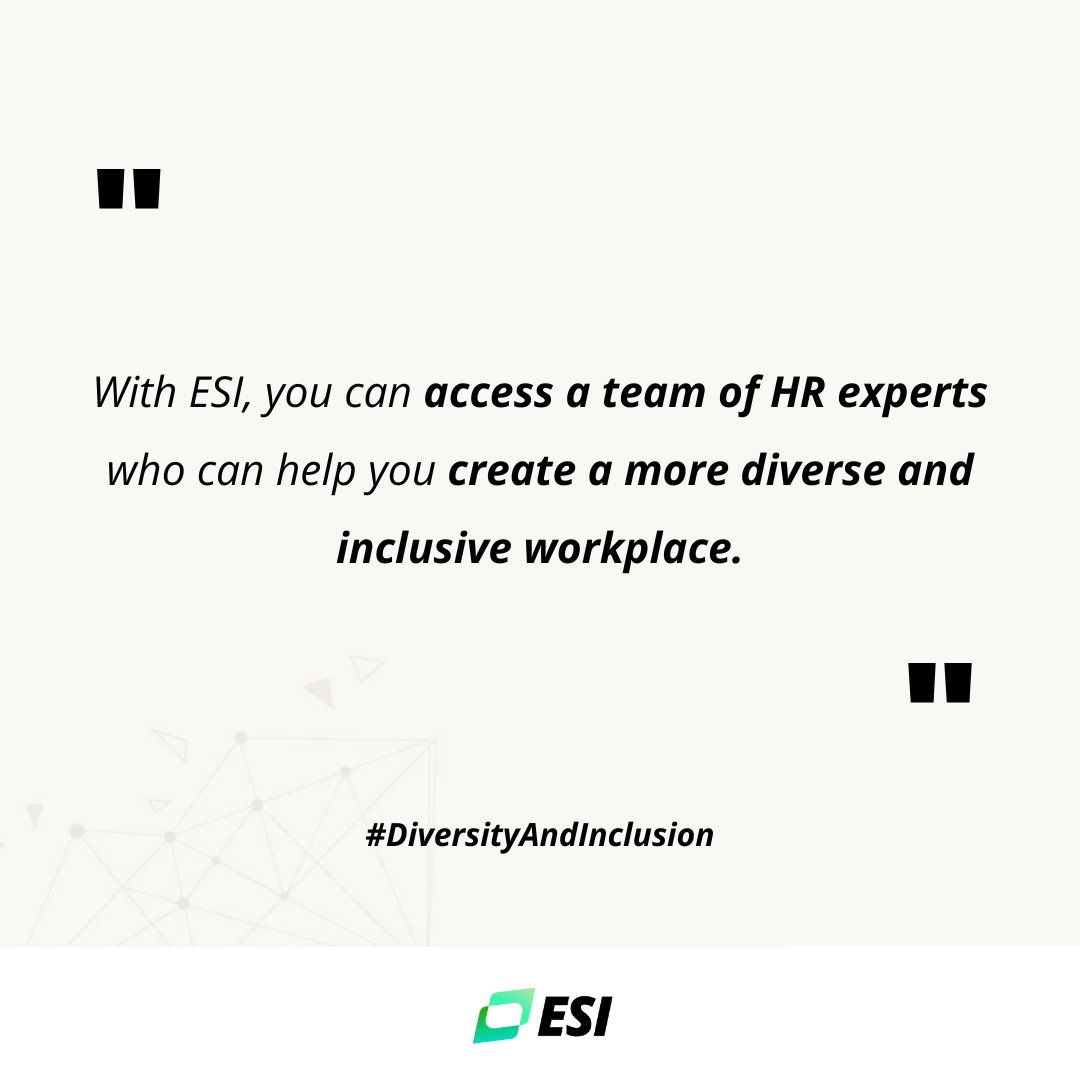 ESI_hcm's tweet photo. Learn more about what #ESI can do for you: https://t.co/zmhx9amO4D
#PEO #HR #Business #SmallBusiness #SimplifyHR #DiversityAndInclusion https://t.co/L7jIXkHiY0