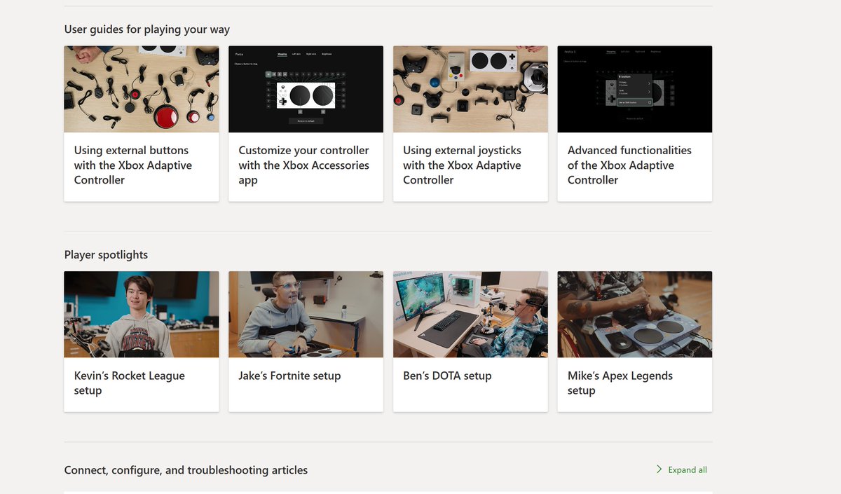 support.xbox.com/en-US/help/acc… 

We recently launched the Xbox Adaptive Controller User Guide to help break down the basics of using the XAC

Live today - new Player Spotlight videos! Hear members of the community discuss their approach to creating setups for their favorite games!
