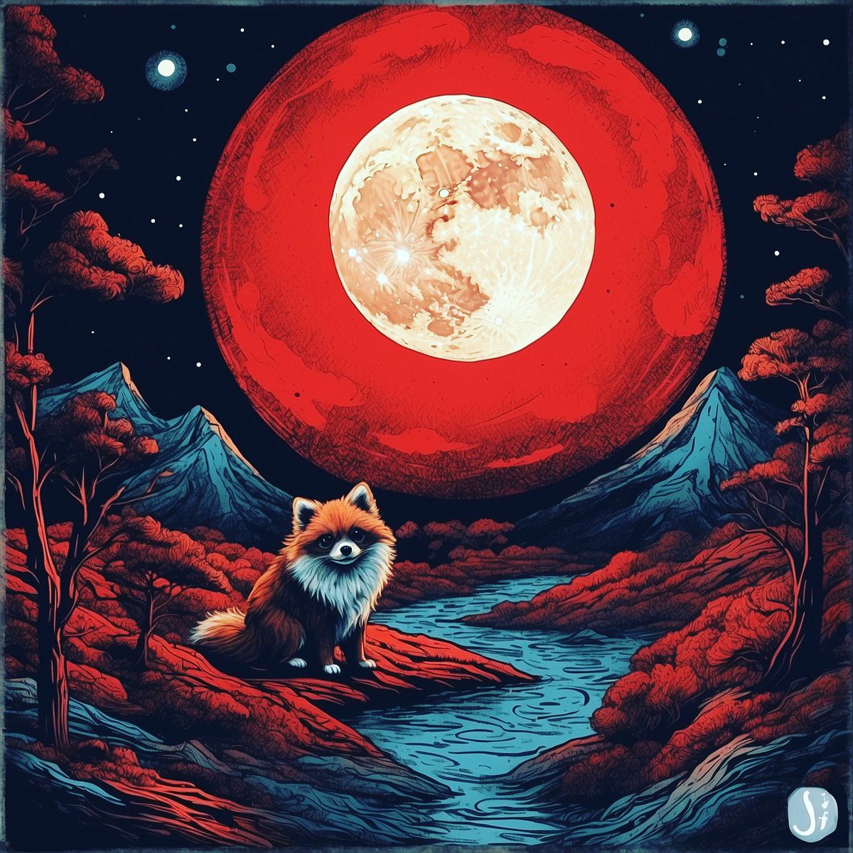 blaze2ouf's tweet image. Night is back #spitz #pomeranian #spitzlovers #illustration #abstract #digitalart #digitalpainting #painting #paint #moon #art #aiart #nftart #nft #sureal #photography #vibrant #sureal #abstract #nftcommunity #aicommunity #cute