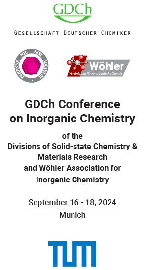 GDCh Conference on Inorganic Chemistry @GDCh_aktuell will be held in Garching/Munich @TU_Muenchen, 16-18th September 2024! veranstaltungen.gdch.de/microsite/inde… veranstaltungen.gdch.de/microsite/down… @DehnenStefanie @EvaHeviaGroup @CLuChem @vl_deringer @Janek_Lab_JLU