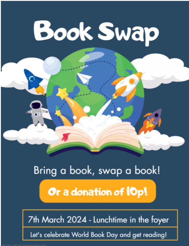 Don’t forget our book swap on #worldbookday #readingforpleasure 📚 ⁦<a href="/WorldBookDayUK/">World Book Day UK 📚</a>⁩