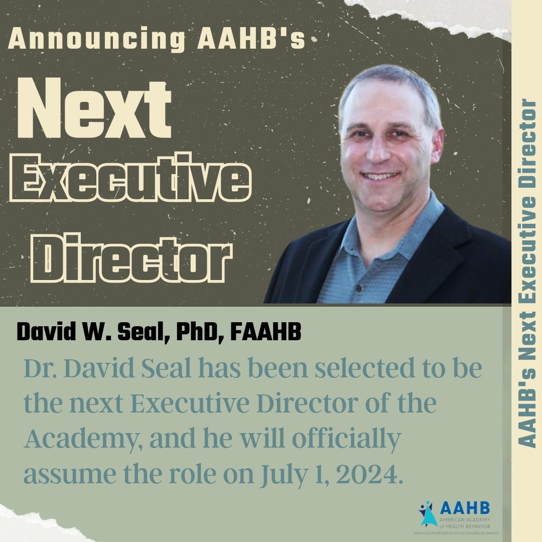 🌟 Big News! #AAHB is proud to welcome Dr. David Seal as our new Executive Director starting July 1, 2024! His vast experience and dedication to health behavior research make him the perfect leader for our next chapter. Let's give him a warm welcome! 👏#Leadership #WelcomeDavid