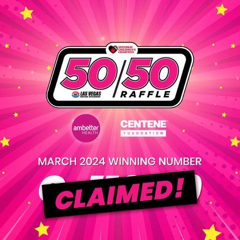 CLAIMED! Thank you everyone who purchased 50/50 raffle tickets NASCAR weekend @LVMotorSpeedway. The winner of our raffle, graciously sponsored by @AmbetterHealth @Centene, has claimed the jackpot of $76K! Winner gets half of this jackpot!