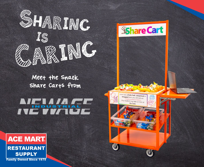 Check out the New Age Share Cart! This modern solution encourages students to share their unopened food and drinks with others. It rolls, stores, encourages nutrition, and it's customizable to match your school spirit! 📣🏫 Learn more: bit.ly/49B2z3l