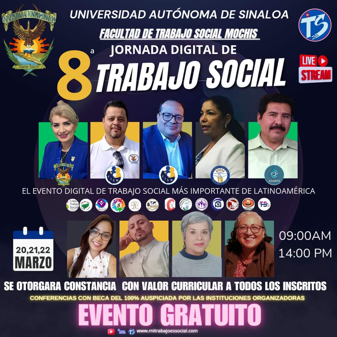 relaceorg's tweet image. ¡Amigos de Relace, les extendemos una invitación! 
La Universidad Autónoma de Sinaloa presenta su Jornada Digital de Trabajo Social los días 20, 21 y 22 de marzo a partir de las 9:00, ¡vía Live Stream!
Regístrate aquí: bit.ly/8JornadaTS 
#TrabajoSocial #UAS #ComunidadRelace