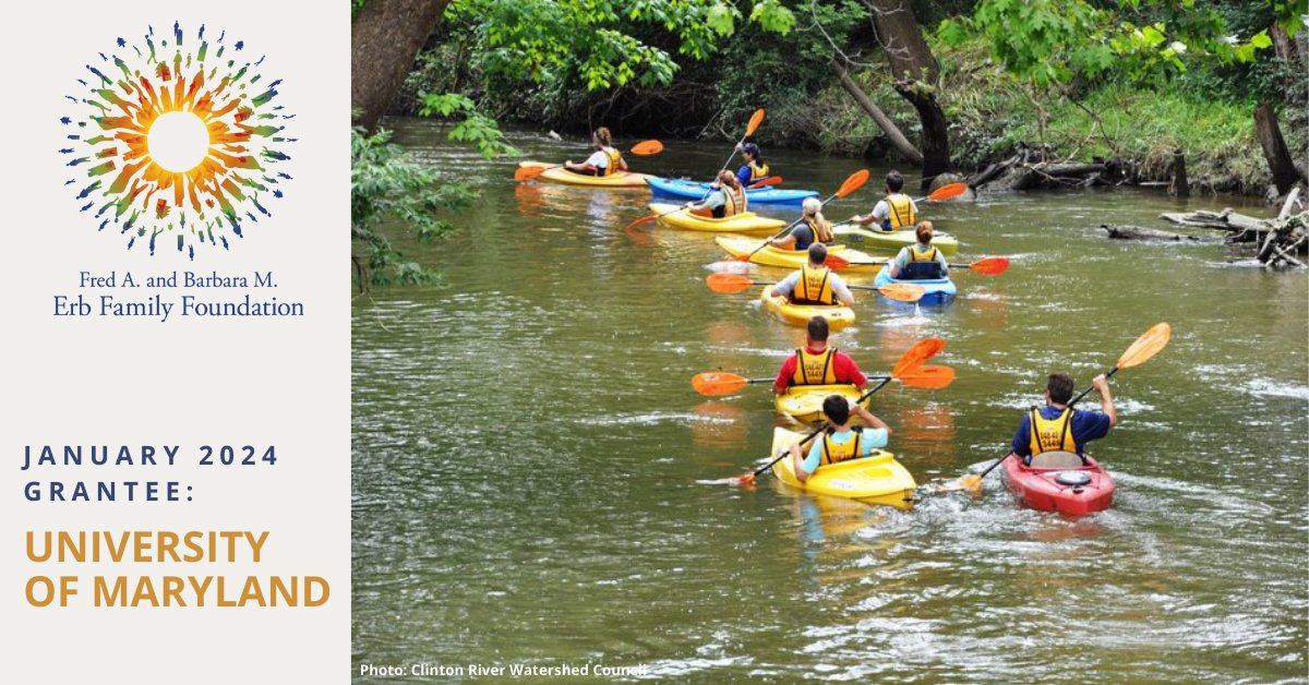 ErbFamilyFdn's tweet photo. @UofMaryland continues work towards developing socio-environmental report cards in the Clinton, Detroit, Huron, River Raisin, and Rouge Rivers in partnership with local area watershed organizations and their stakeholders. @Nlichten For more watershed funding details, view our full grants list here: https://t.co/uGmUGULpcb.