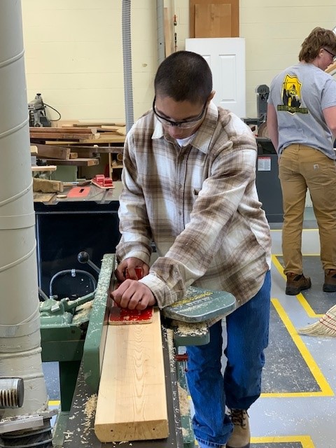 Great to visit the #SD43 Train in Trades Carpentry program at Terry Fox today and see our HWSS student Phoenix learning and thriving! @TClerkson