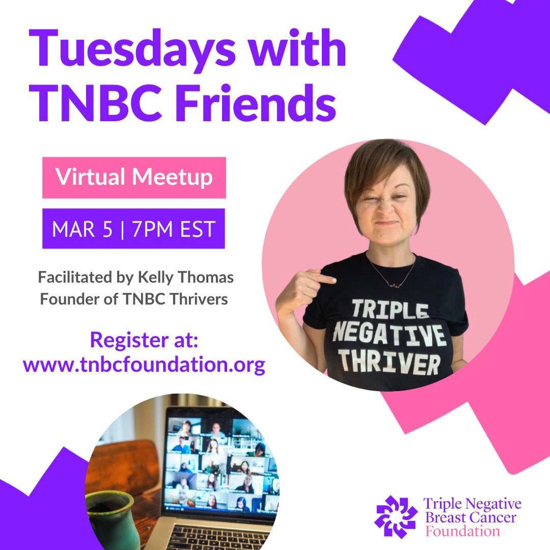 Join us tonight at 7pm EST! 👩‍💻 Never recorded and always a safe space to share, register at tnbcfoundation.org 💜💜💜