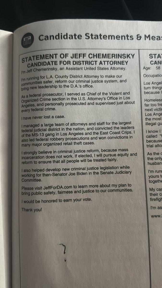 Nicholas P. ♍️🇺🇸🇮🇹🚤🎸 (@blazinriverat_) on Twitter photo For LA DA I went against my local dem party endorsement went <a href="/Jeff4DA/">Jeff Chemerinsky</a>. I liked mostly what he stood for(climate, criminal justice reform) but it was his statement here that sealed it, only one who mentions <a href="/POTUS/">President Donald J. Trump</a> and work on Criminal Legislation with him when Joe was a senate For LA DA I went against my local dem party endorsement went <a href="/Jeff4DA/">Jeff Chemerinsky</a>. I liked mostly what he stood for(climate, criminal justice reform) but it was his statement here that sealed it, only one who mentions <a href="/POTUS/">President Donald J. Trump</a> and work on Criminal Legislation with him when Joe was a senate