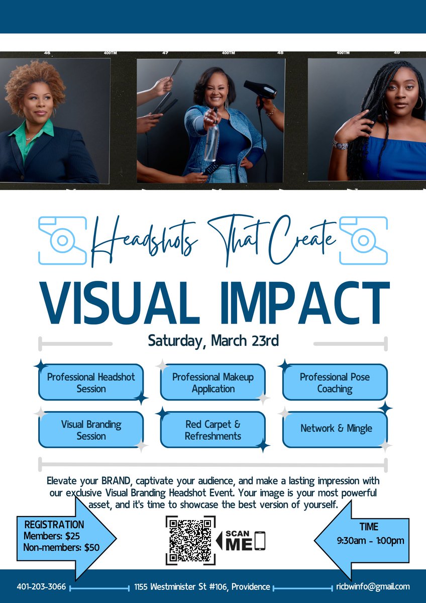 RICBW2's tweet image. 📷 Exciting News! The Headshot Event is back by popular demand! Don't miss out on this exclusive opportunity to elevate your brand, make more money, and have a significant impact with professional headshots!
RICBW members use discount code "MEMBER24"