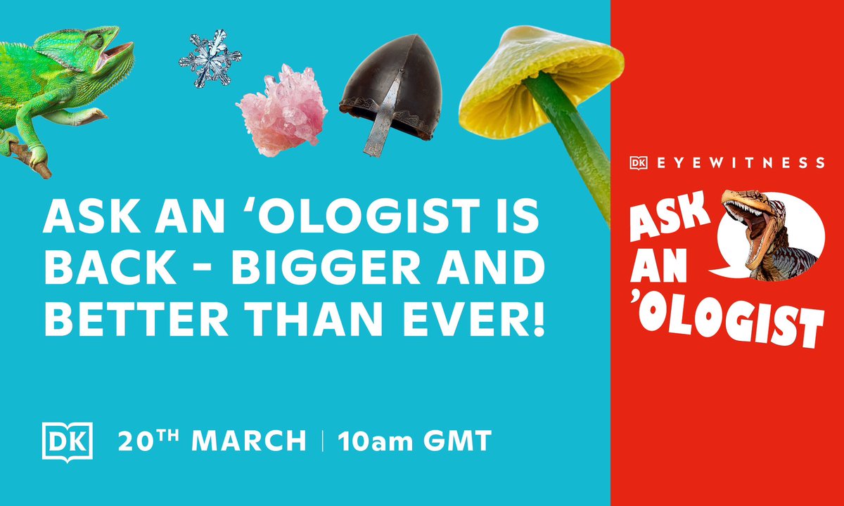 Year 3 and Year 6 (and Mrs Burki) are very excited about their 'Ask an Ologist' session. It features presenter @ShanequaParis , as well as experts on fungi, rocks and crystals, Vikings and the weather. @dkbooks What should they ask?