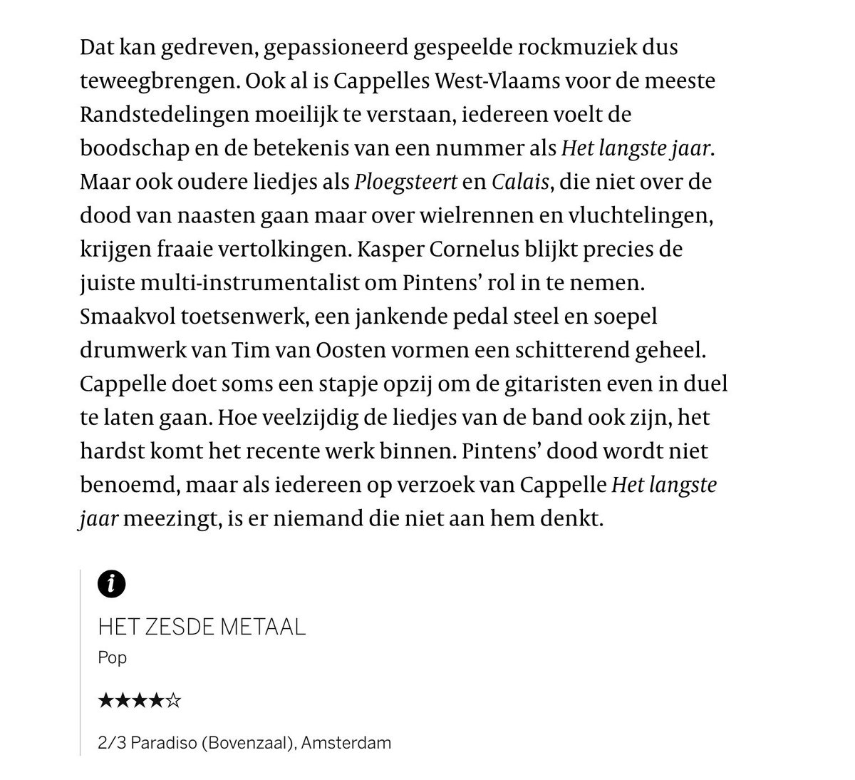 Het Zesde Metaal (@hetzesdemetaal) on Twitter photo ⭐️⭐️⭐️⭐️ in <a href="/volkskrant/">de Volkskrant</a> na het concert in Paradiso Amsterdam!
Het 🇳🇱 publiek was trouwens ook ⭐️⭐️⭐️⭐️ waard, dank!
Volgende haltes: @rotownrotterdam , @MEZZ (Breda) en @muziekgieterij (Maastricht) ⭐️⭐️⭐️⭐️ in <a href="/volkskrant/">de Volkskrant</a> na het concert in Paradiso Amsterdam!
Het 🇳🇱 publiek was trouwens ook ⭐️⭐️⭐️⭐️ waard, dank!
Volgende haltes: @rotownrotterdam , @MEZZ (Breda) en @muziekgieterij (Maastricht)