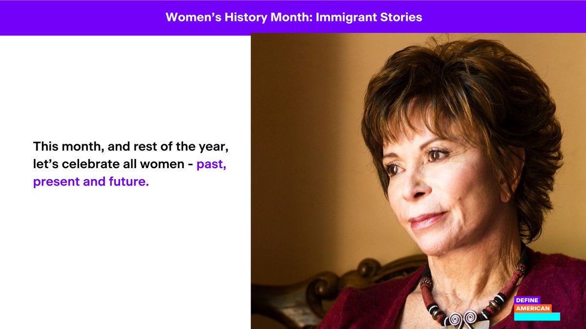 This #womenshistorymonth, we celebrate the stories of immigrant women who have left their mark on U.S. culture, starting with Chilean American author Isabel Allende. 💜📚 Though historically erased, #immigrantwomen contribute to every movement, industry, and sector. 🔥