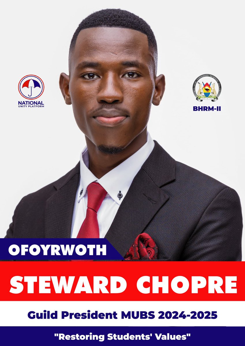 Behold the @NUP_Ug candidate @steward_chopre in the forthcoming MUBS guild presidential elections.🙏❤