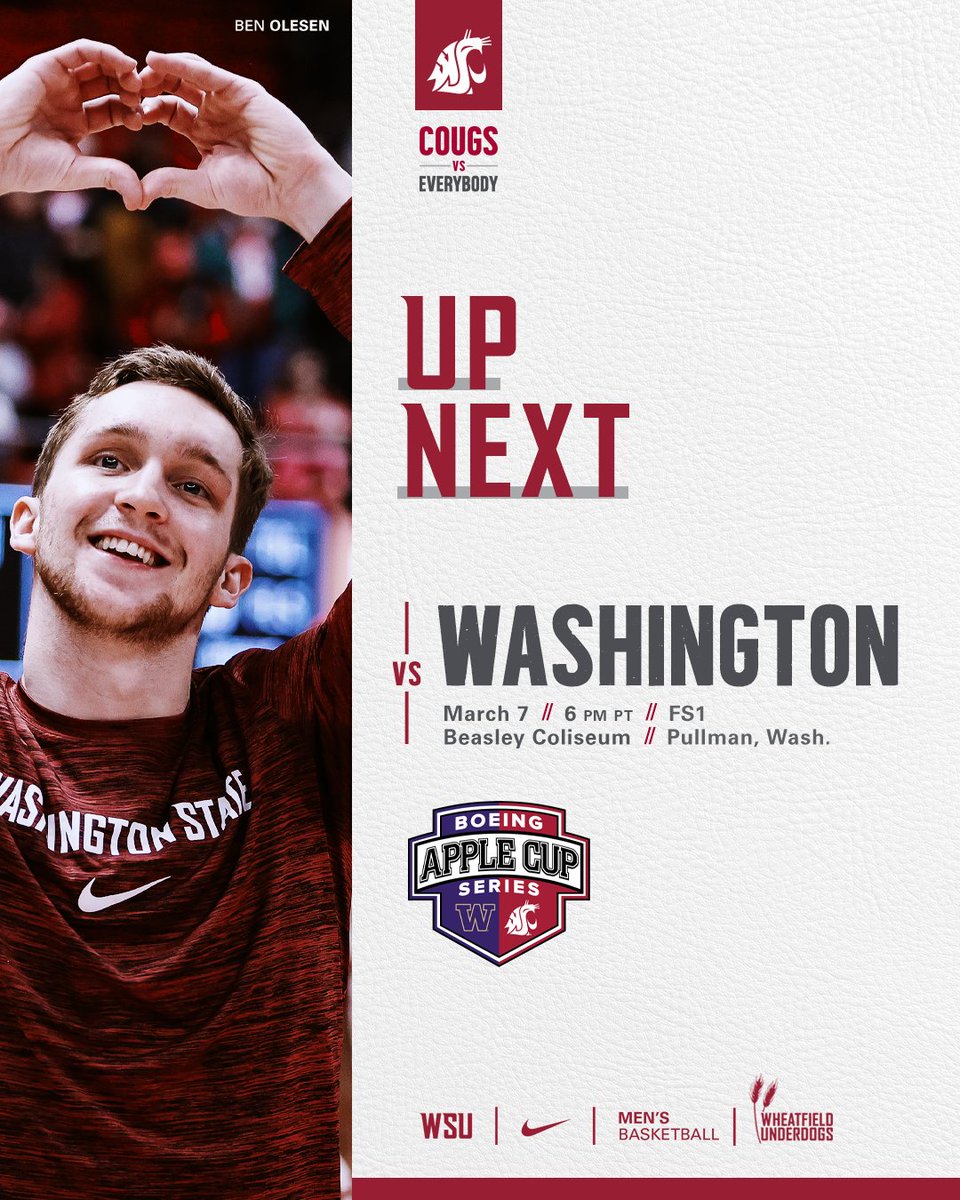 Up Next: Celebrating the seniors in the final regular season game of the year.

Be In Beasley Thursday before 6 p.m. to celebrate!

#GoCougs // #CVE