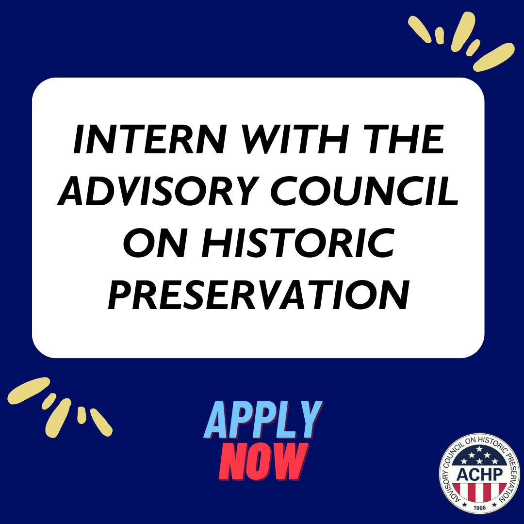 Want a great internship in historic preservation or know someone who does? Apply now for ACHP summer internships–deadline March 31, 2023! A variety of full and part-time paid virtual, on-site, or hybrid internships are available. achp.gov/internships/su… @WHI_HBCUs