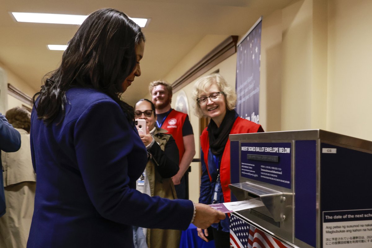 San Francisco Mayor London Breed brought her ballot down to the basement of City Hall in the lunchtime hour to cast her vote @sfchronicle