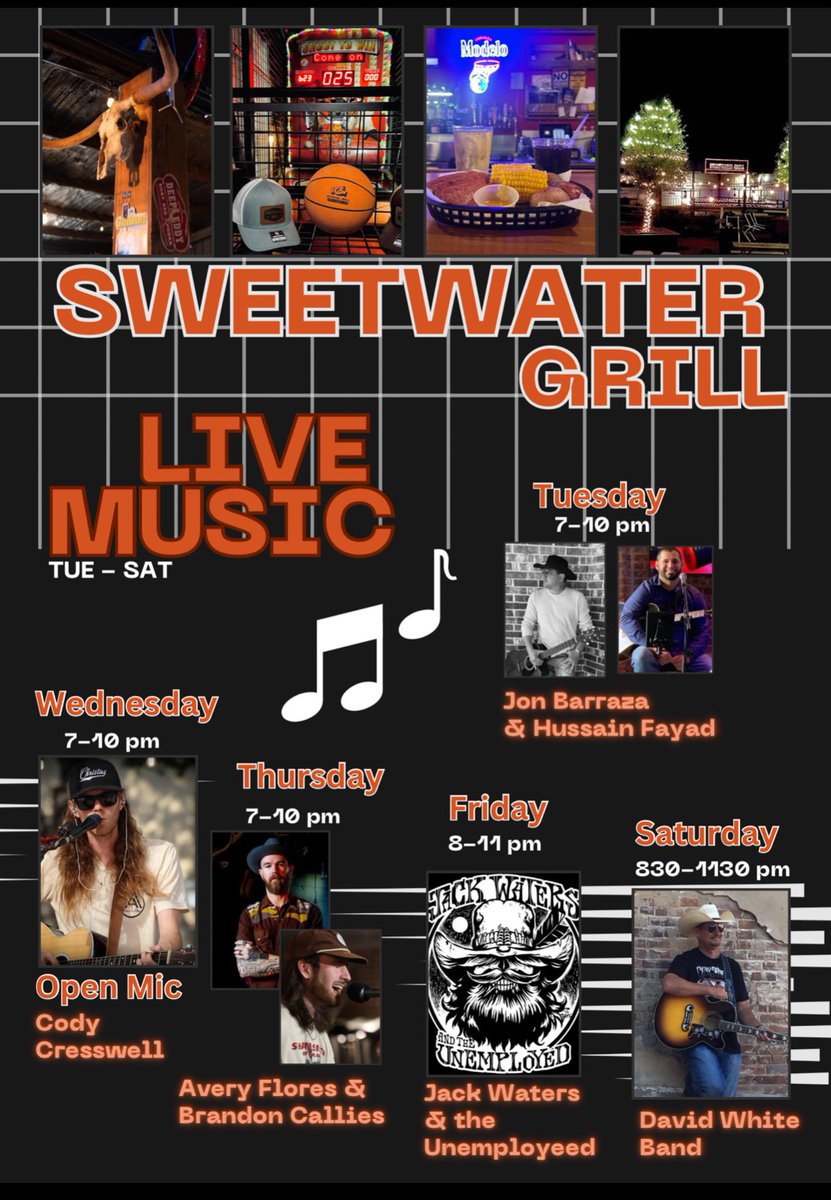 🔥🔥🔥THIS WEEK🔥🔥🔥

yall come see us starting tonight and support live music🥳