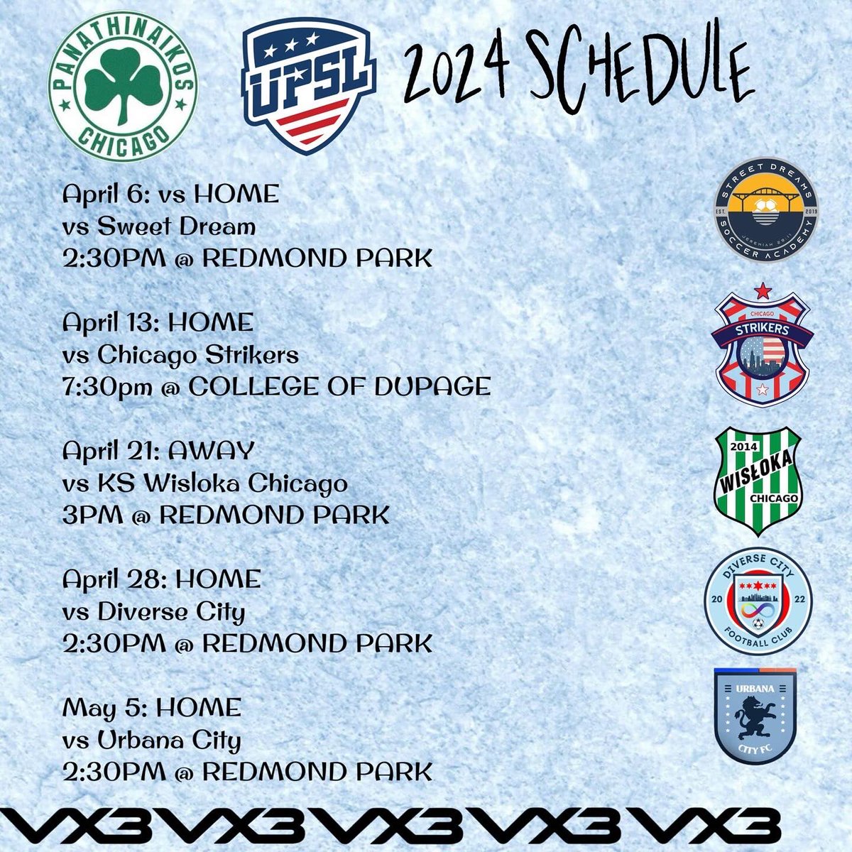chicago_pao's tweet image. Our @upslsoccer official 2024 spring schedule 🙌⚽️ 

#panathinaikos #ussoccerdevelopment